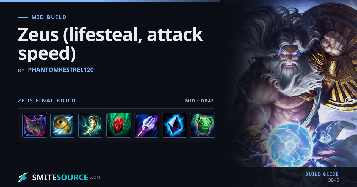 Zeus Mid Build Smite 2: Zeus (lifesteal, attack speed)
