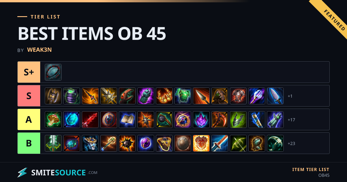 BEST ITEMS OB 45 Item Tier List Smite 2 (OB45) | SmiteSource